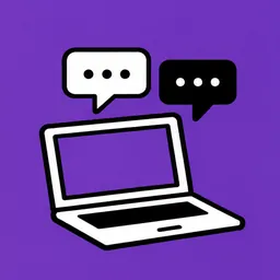 Laptop with chat bubbles icon