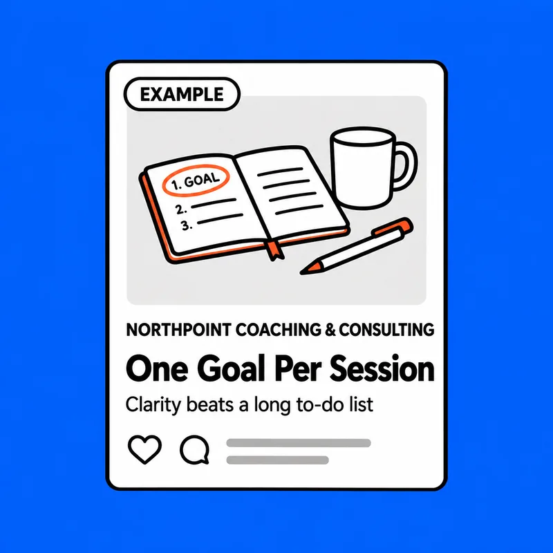 Example tip post for a fictional coaching and consulting brand, labeled Example
